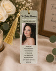 memorial bookmarks with personalised photo and memorial poem