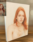 colour pencil portrait on wood