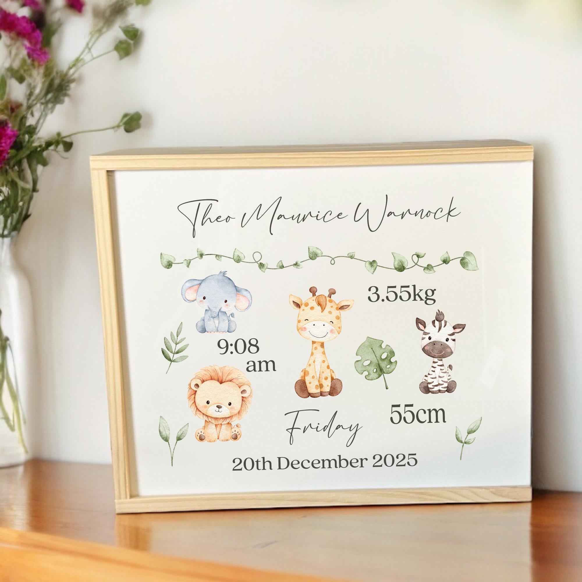 Personalised Safari Baby Keepsake Box | Birth Details – Chain Valley Gifts