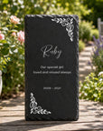Personalised 10 × 20cm pet memorial slate plaque with custom name and memorial quote