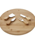 Personalised rotating bamboo cheese board with knives