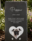 Personalised 10 × 20cm pet photo memorial slate plaque with custom dog photo