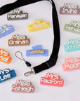 personalised teacher gift, teacher name badge