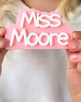 personalised teacher gift, teacher name badge