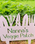 Personalised veggie patch garden stake with cut-out text