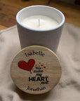 Romantic personalised vanilla candle keepsake