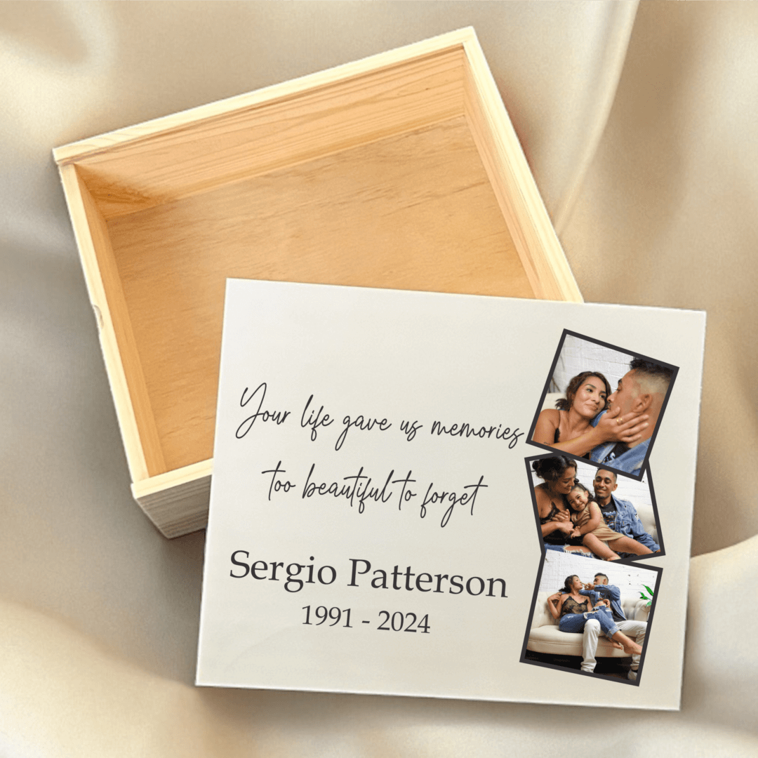 woodem memorial box 3 sq