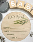 Wood Birth Announcement Disc Eucalyptus