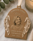 personalised Christmas remembrance ornament with 3D white wings