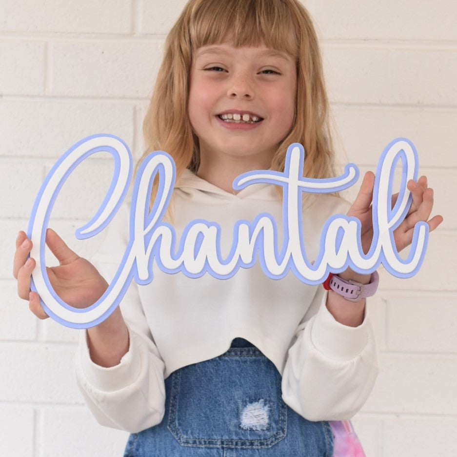 Double Layer Name Sign - Script Font - Chain Valley Gifts