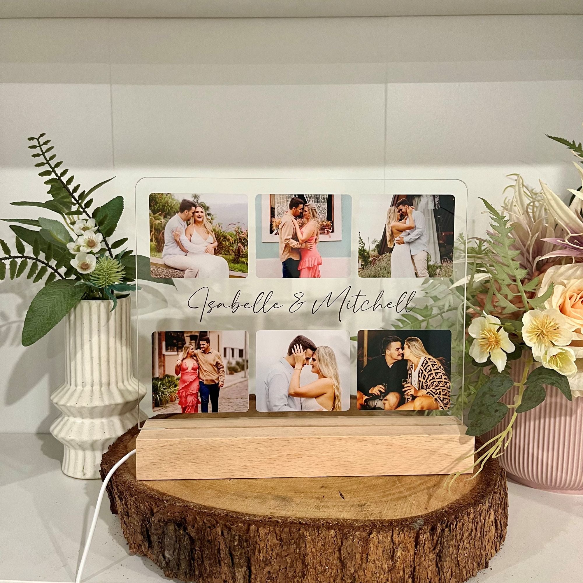 Custom acrylic light up photo plaque collage