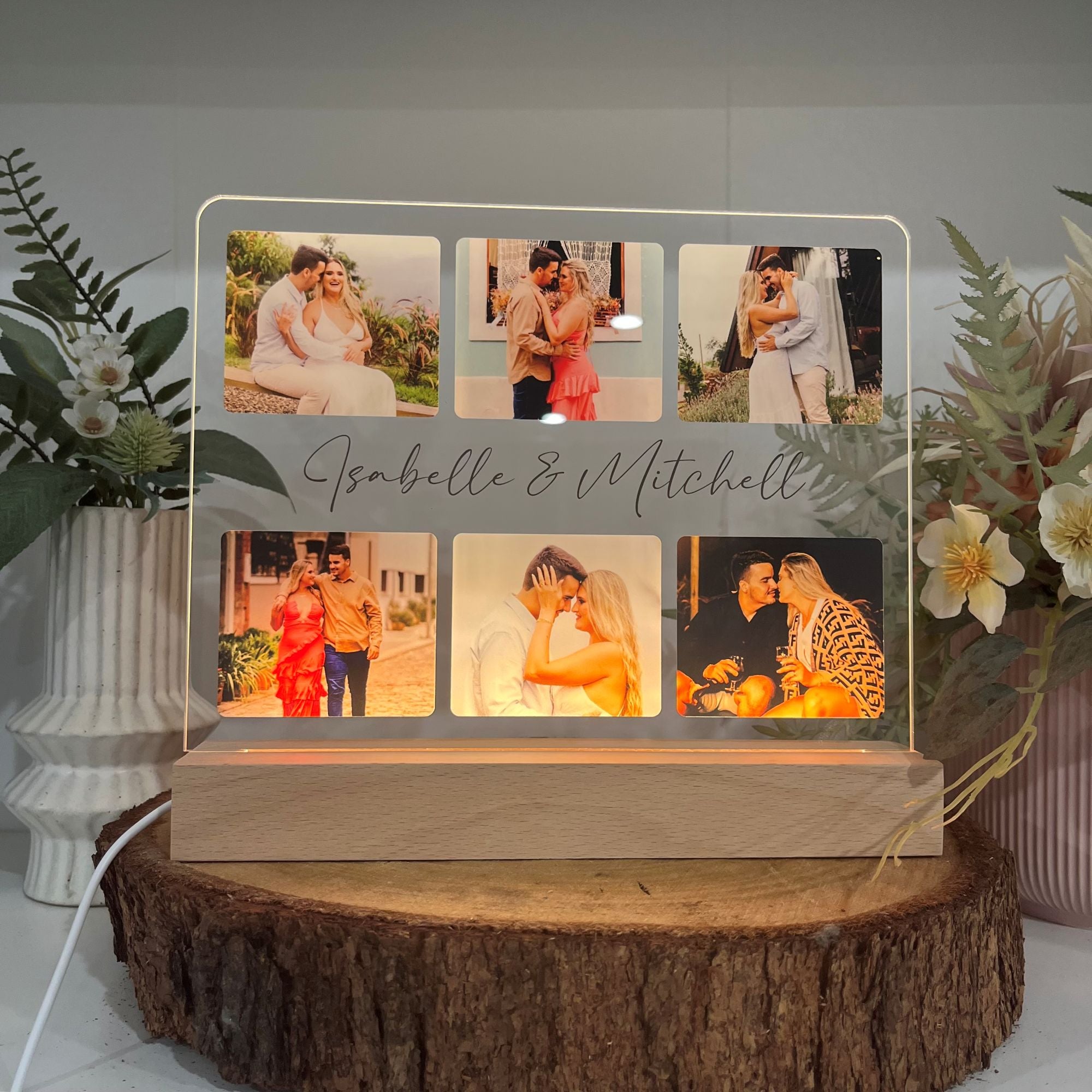 Personalised LED photo plaque 6 photo display
