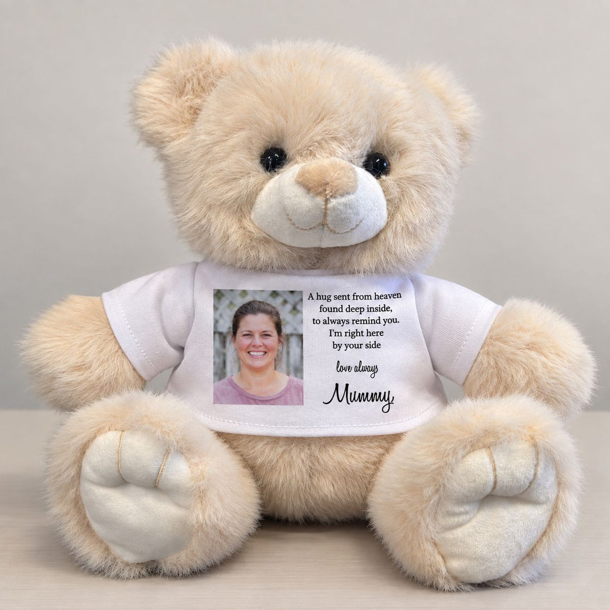 A Hug Sent From Heaven personalised memorial bear with photo