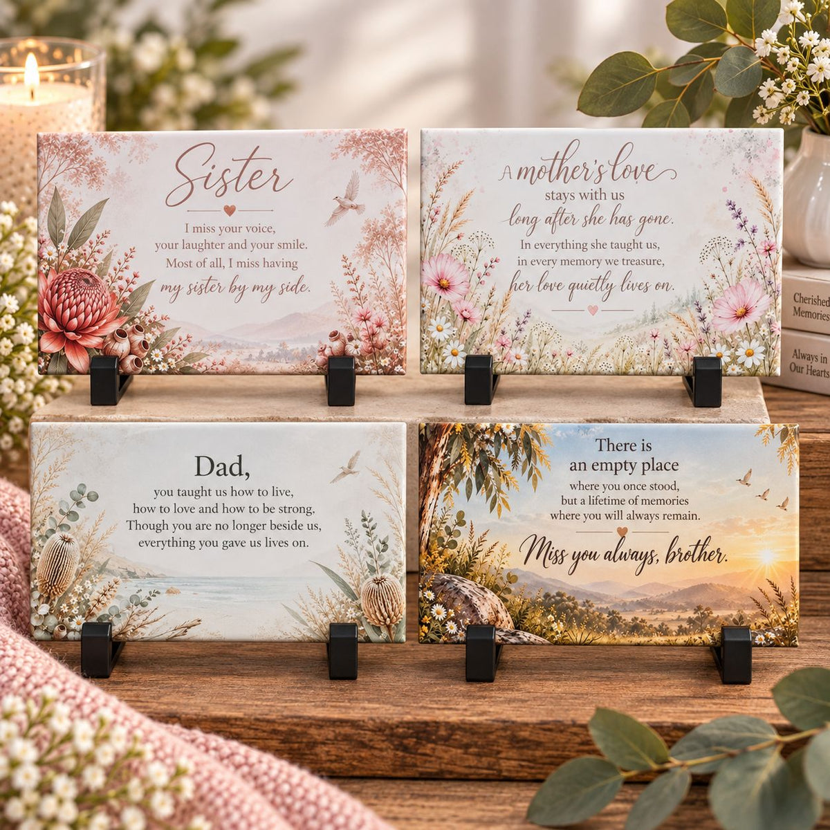Always Remembered Memorial Tile – Choice of Loved One.