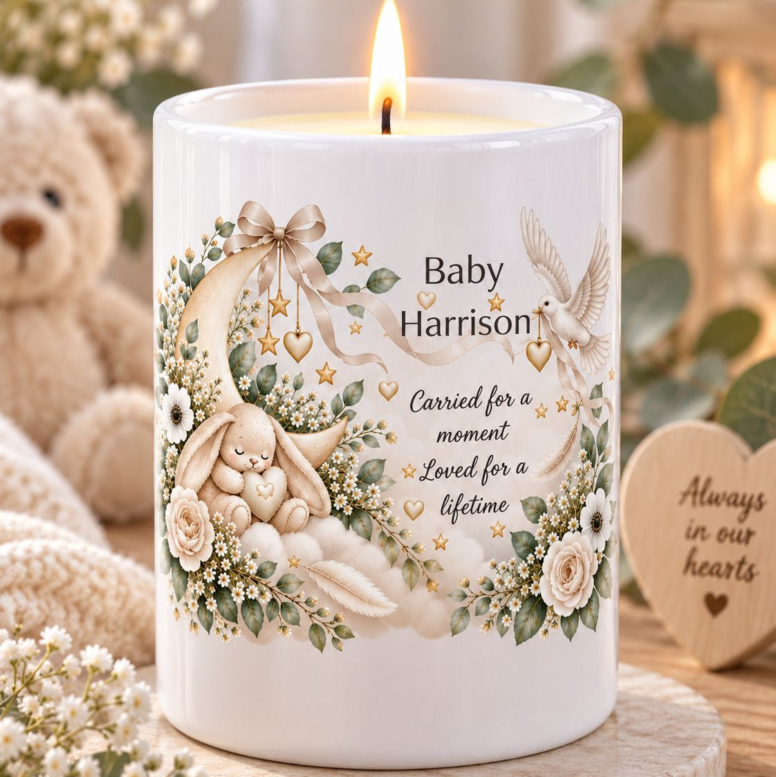 Personalised baby memorial candle