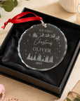 Personalized crystal ornament with  black gift box 