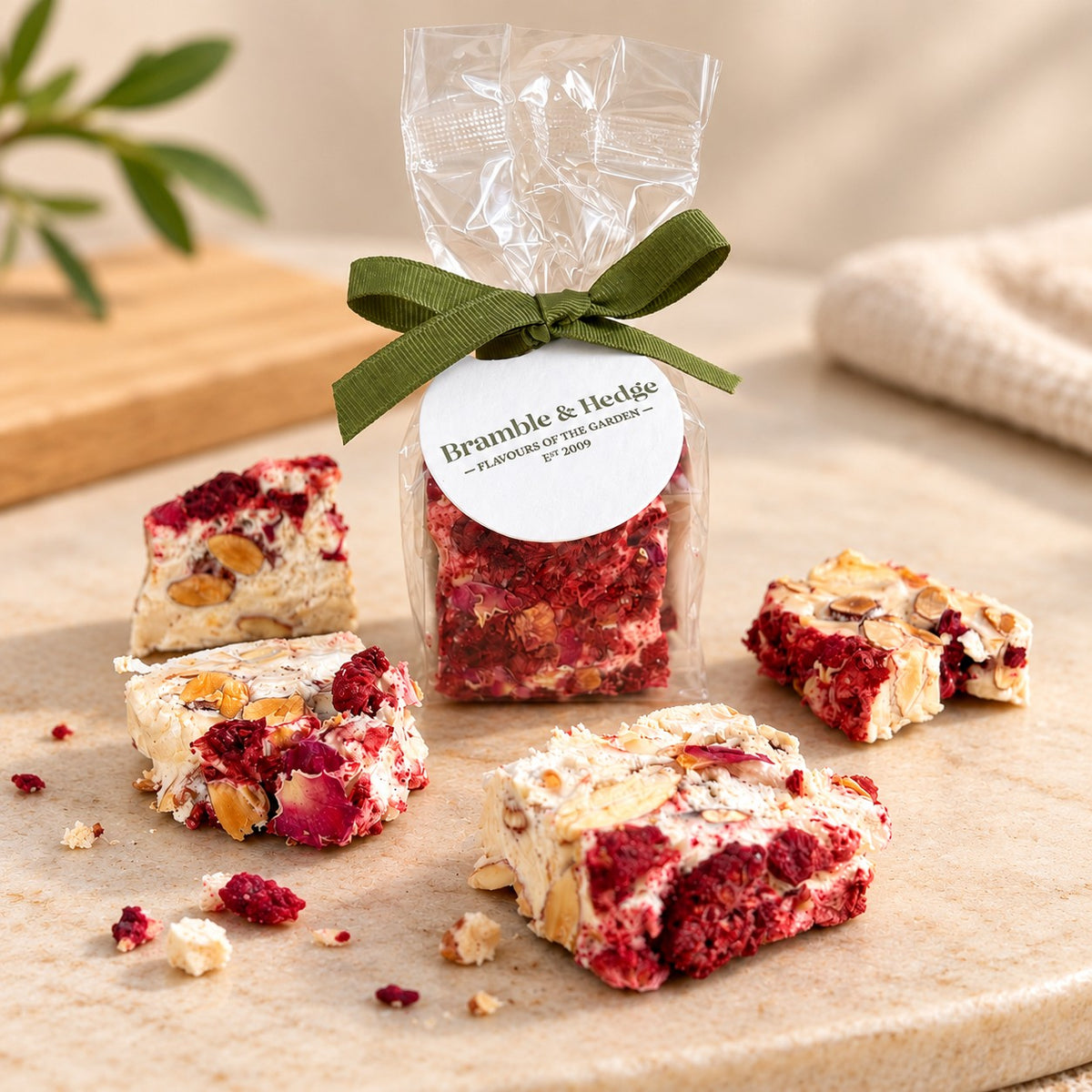 raspberry and vanilla bean gourment nougat