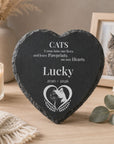Natural slate heart pet memorial for cats with personalised engraving design