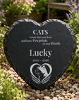 Custom 20cm cat remembrance slate heart for garden or home display