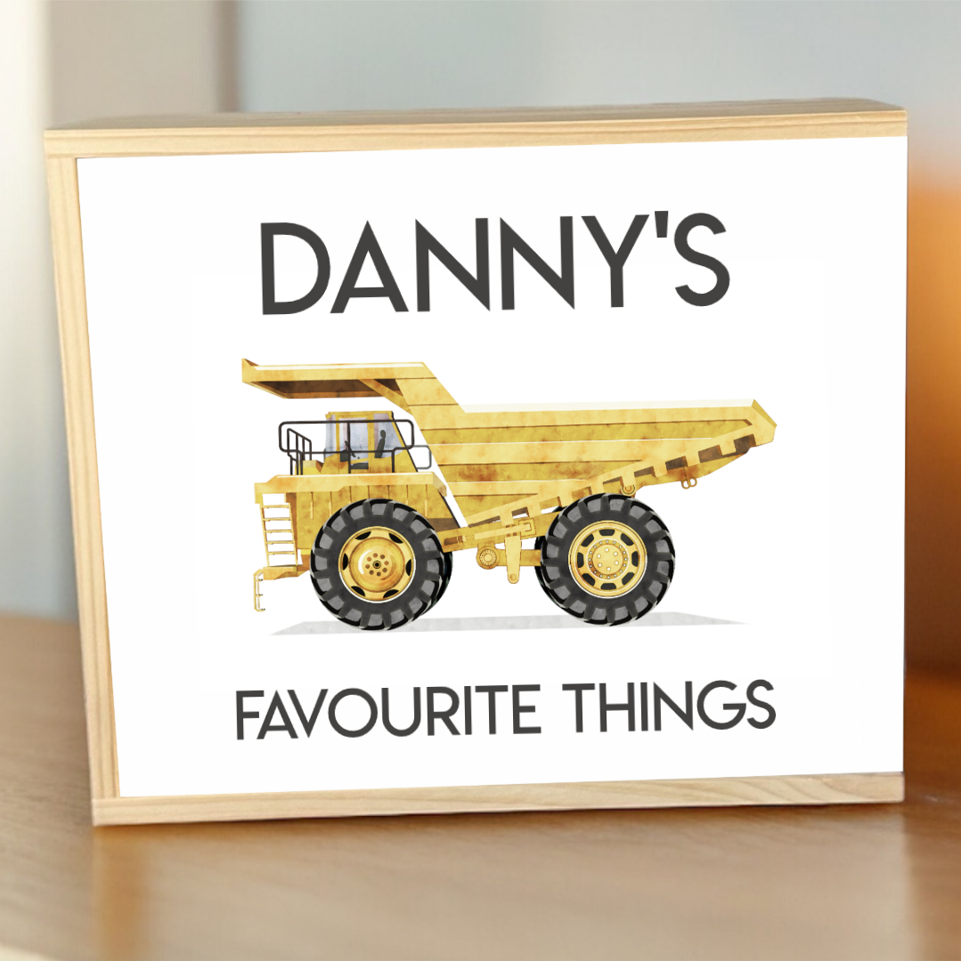 Wooden Keepsake Box - Construction Truck
