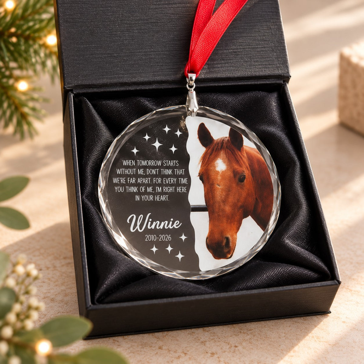 Crystal Pet Memorial Ornament With Quote