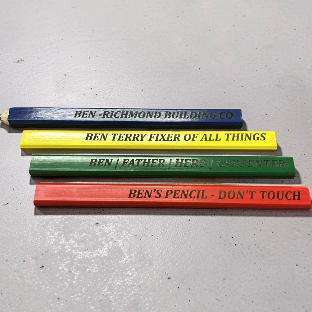personalised carpenter pencils set of 4 engraved with name
