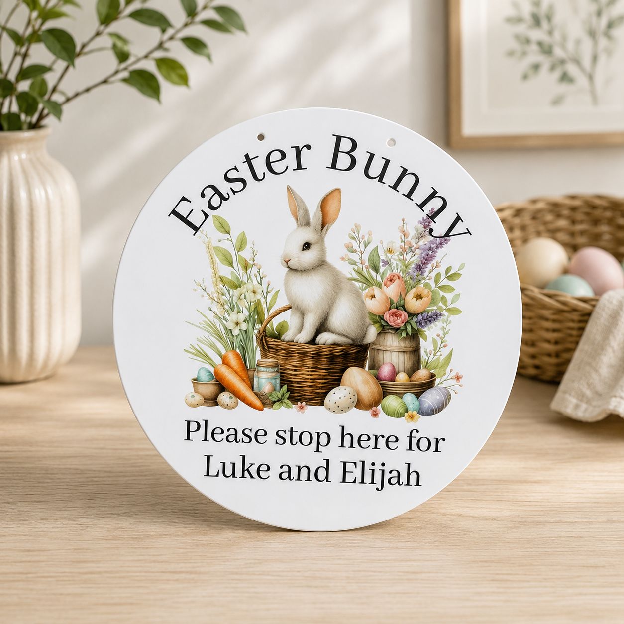 Easter bunny please stop here sign