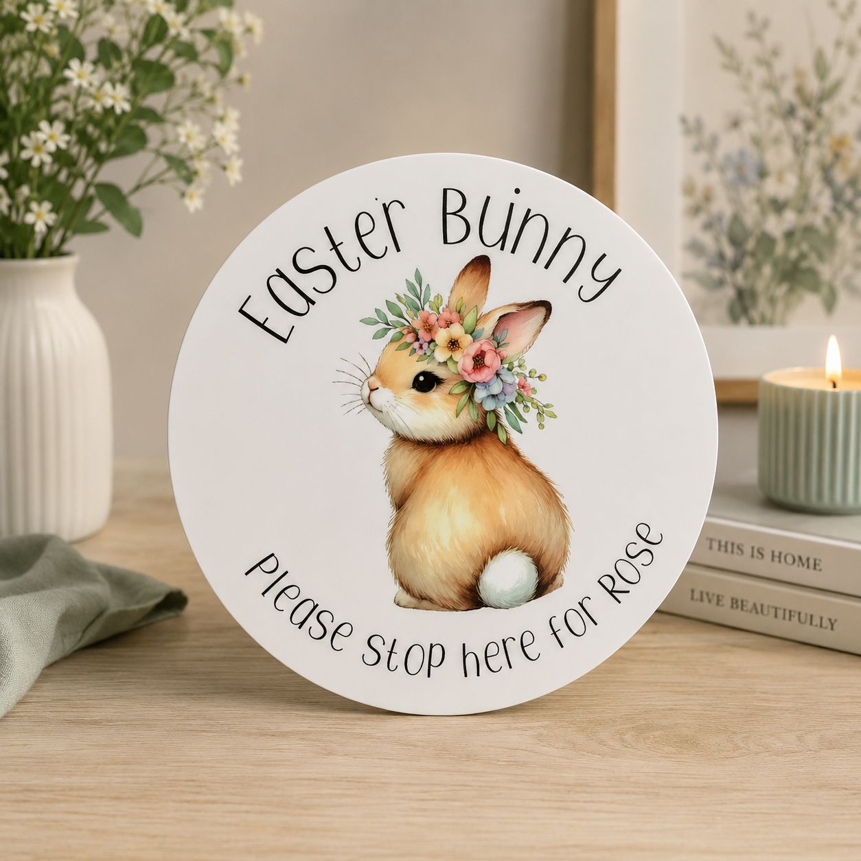 easter bunny Stop here sign