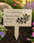 Personalised floral memorial garden stake with laser cut flower design