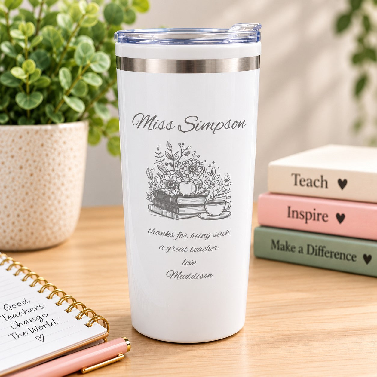 end of year teacher gifts - engraved travel mug