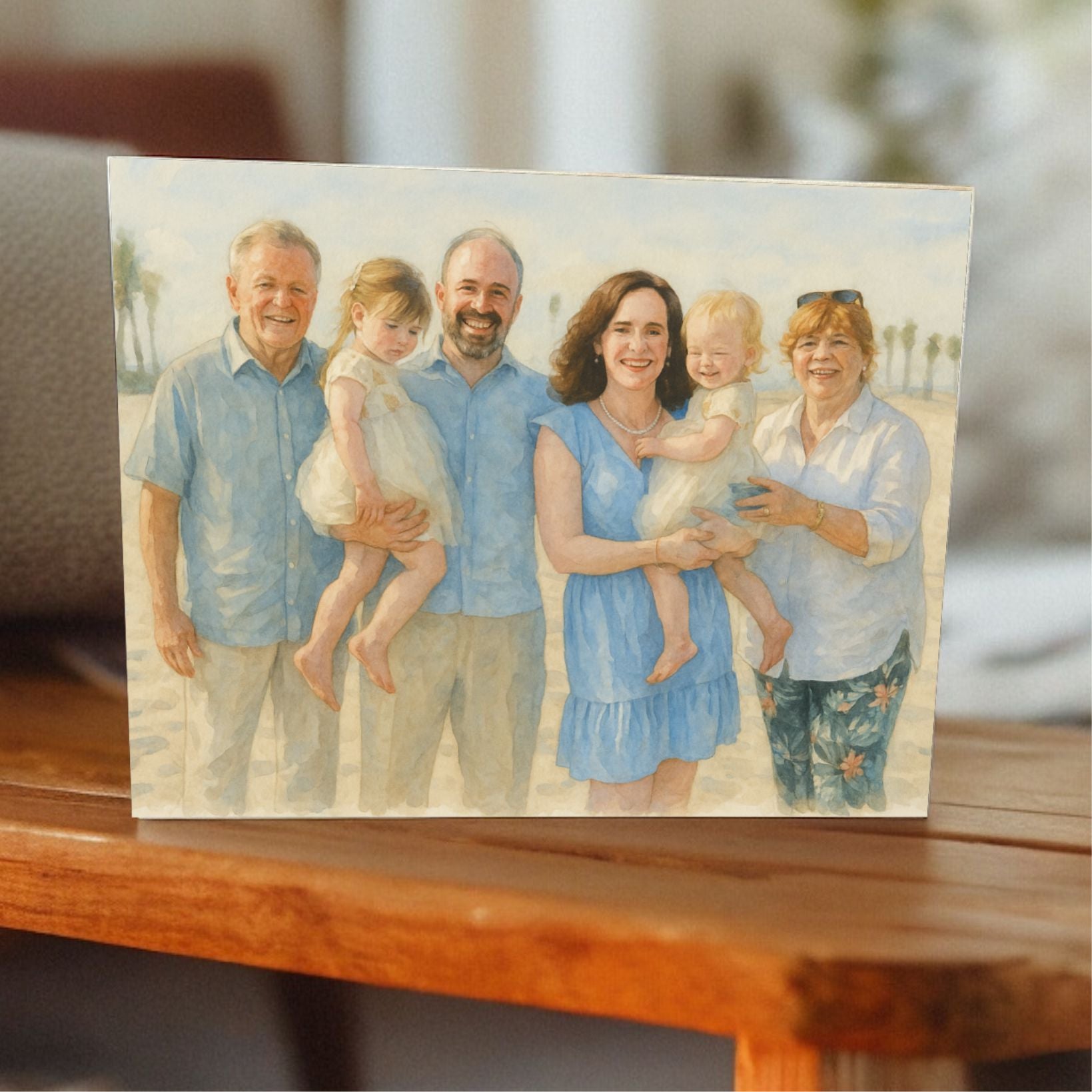 AI photo artwork keepsake printed on natural pine block