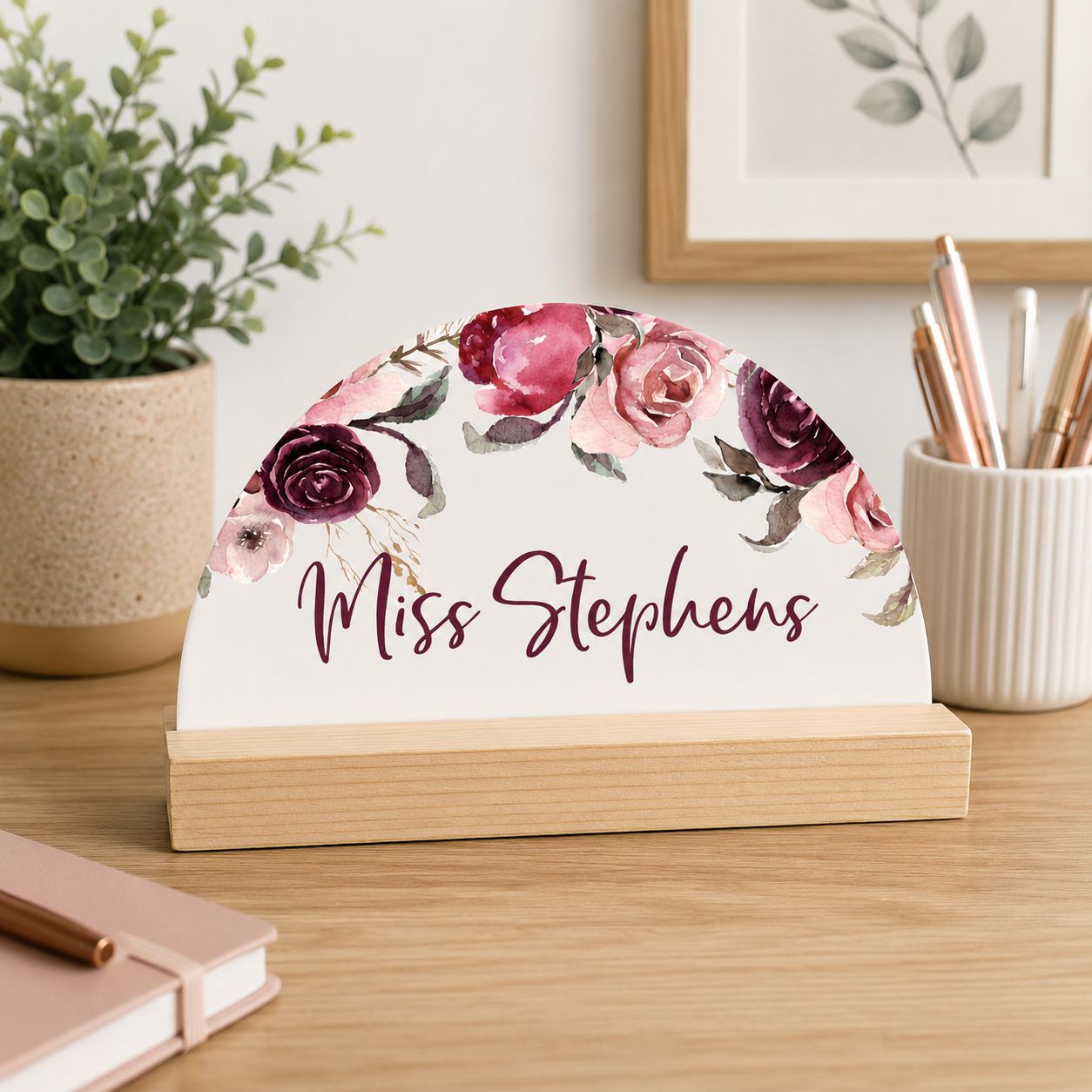 floral desk sign