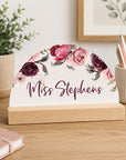 floral desk sign