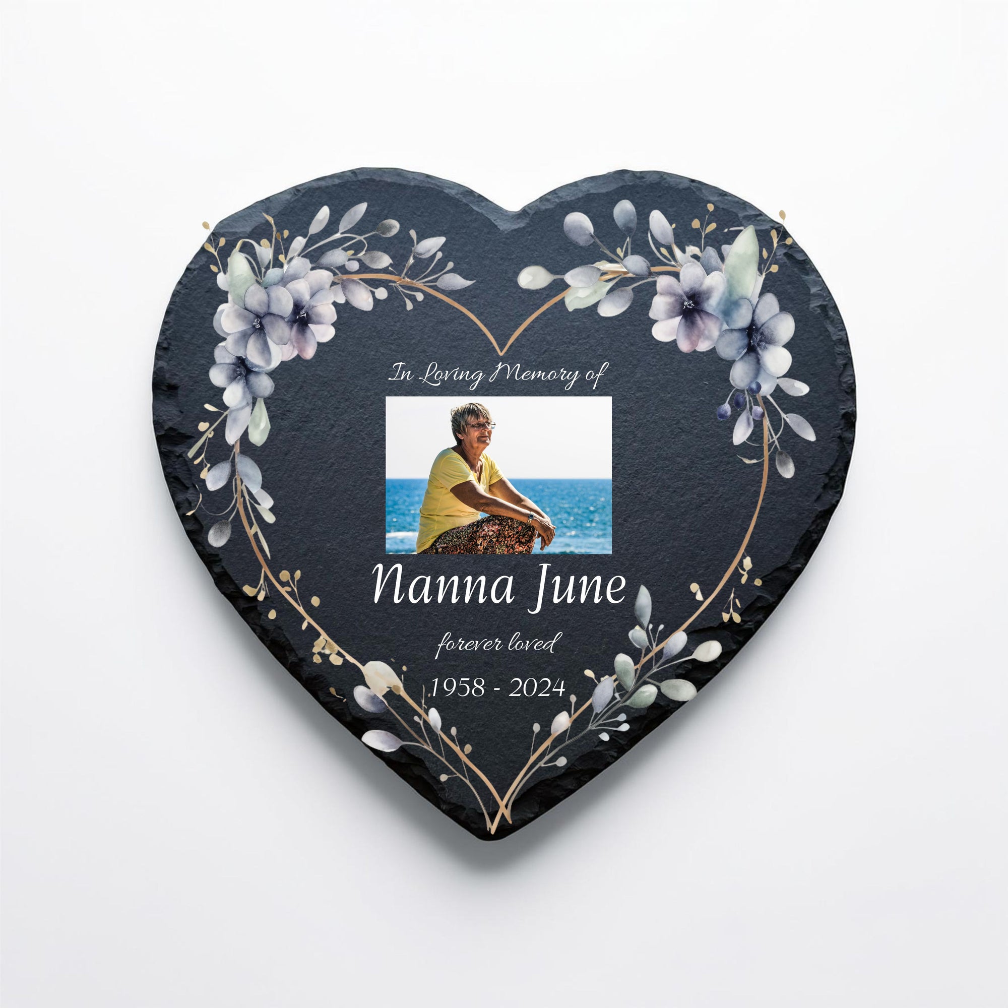 heart shaped slate memorial keepsake 20x20cm
