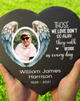 heart shaped slate memorial with angel wings