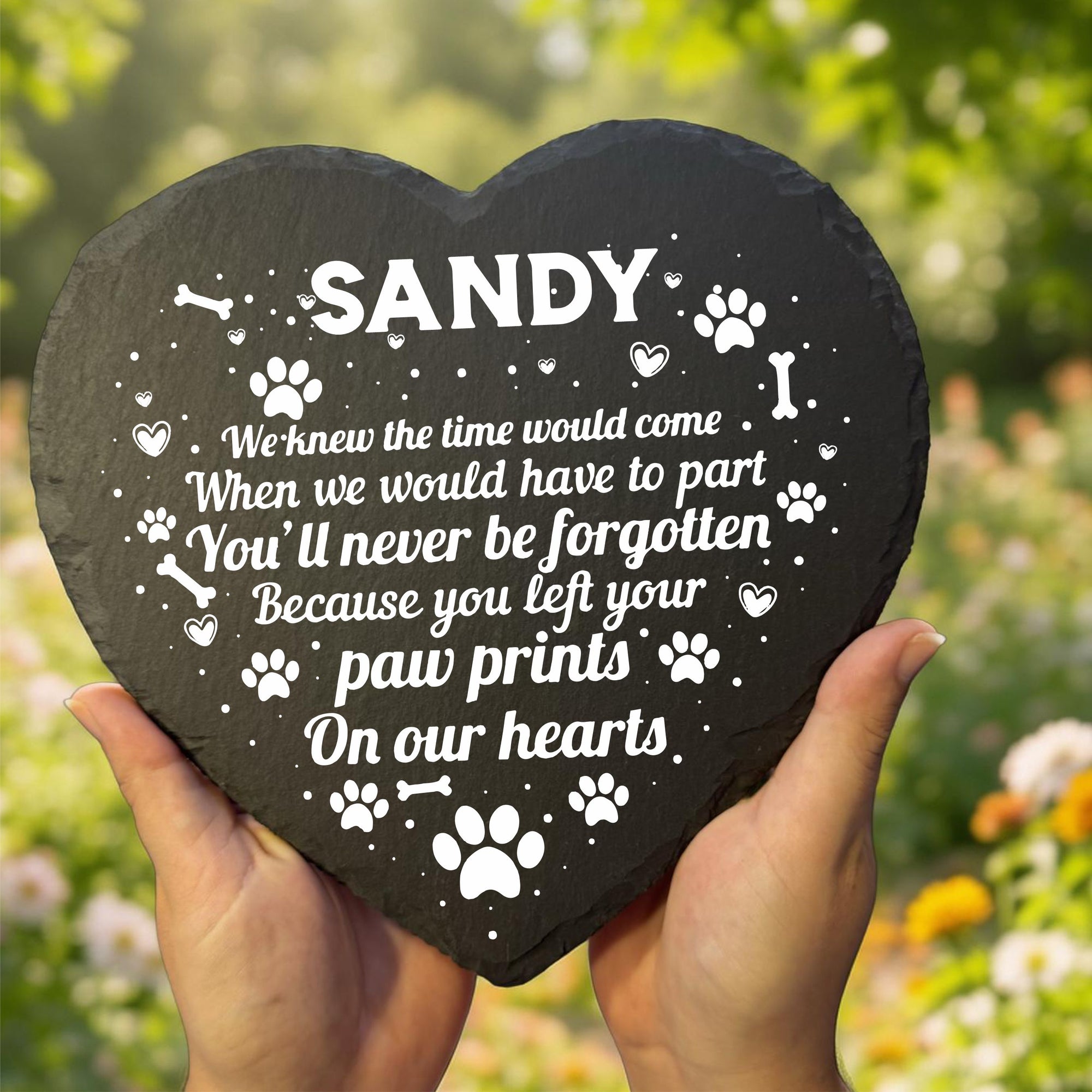 heart shaped slate pet memorial 20x20cm