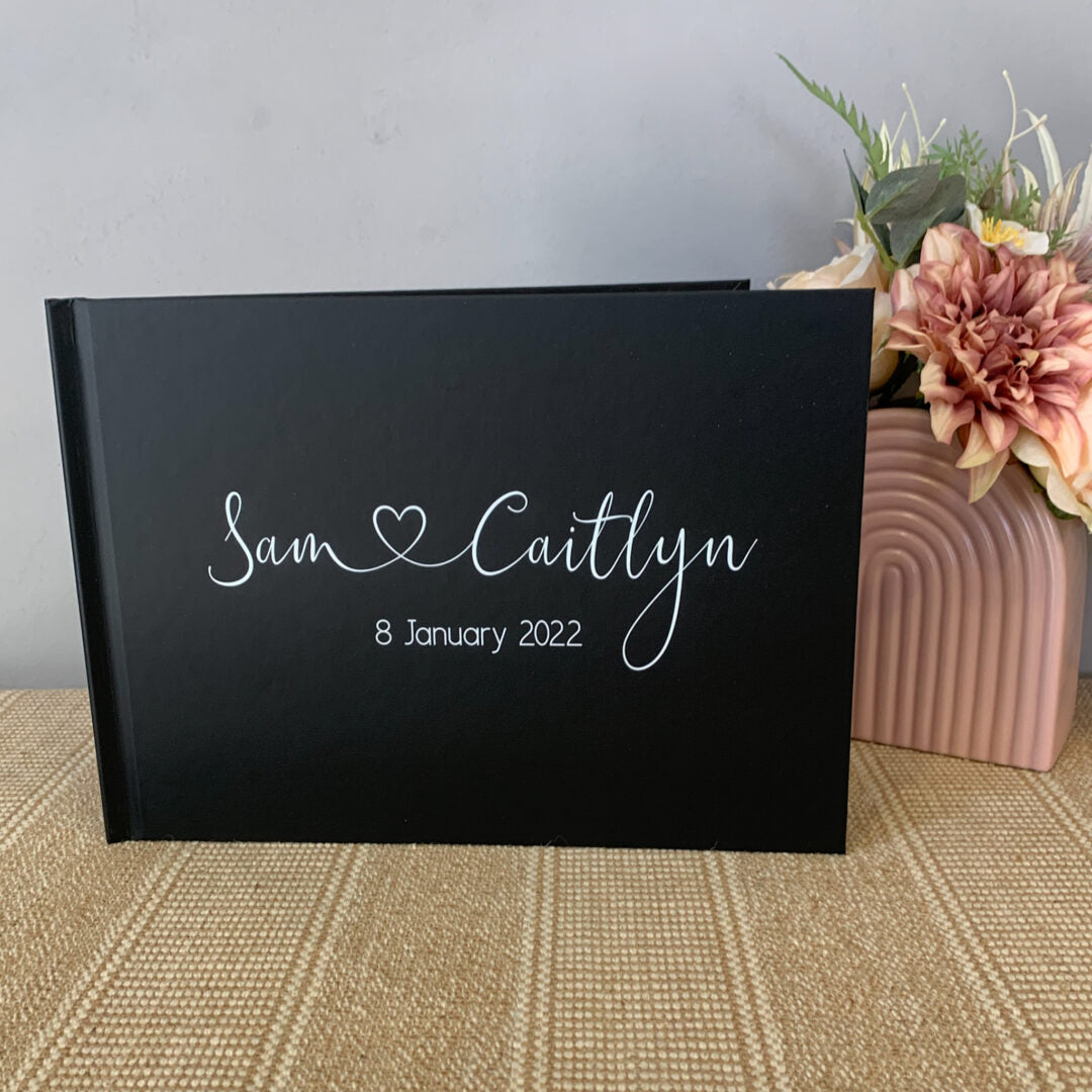 personalised wedding guest book, script guest book