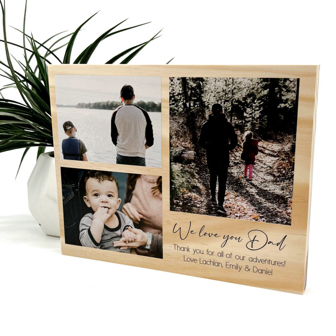 photo collage on wood