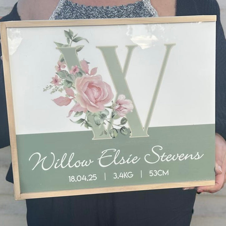 Custom wooden baby memory box with name