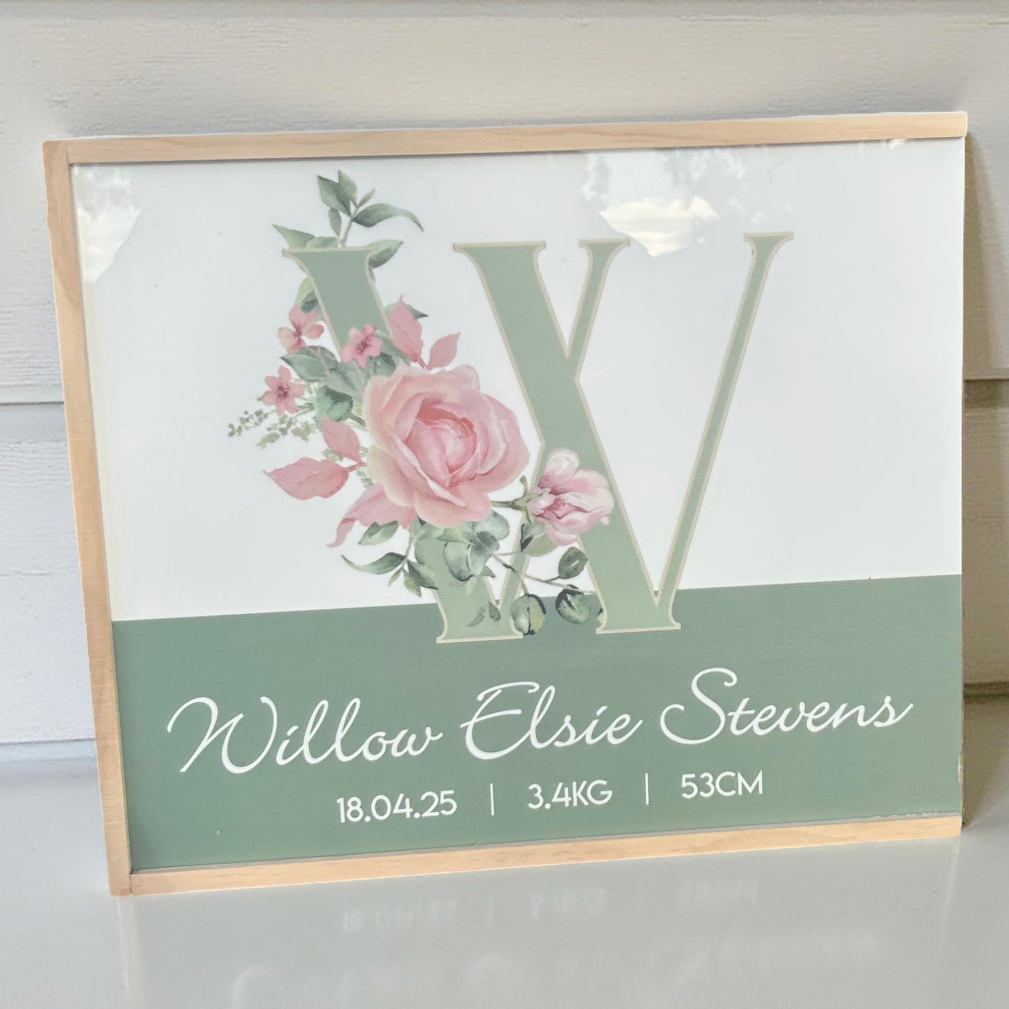 Green floral baby milestone keepsake box