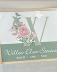 Green floral baby milestone keepsake box