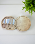22cm rubberwood cheese board and knife set