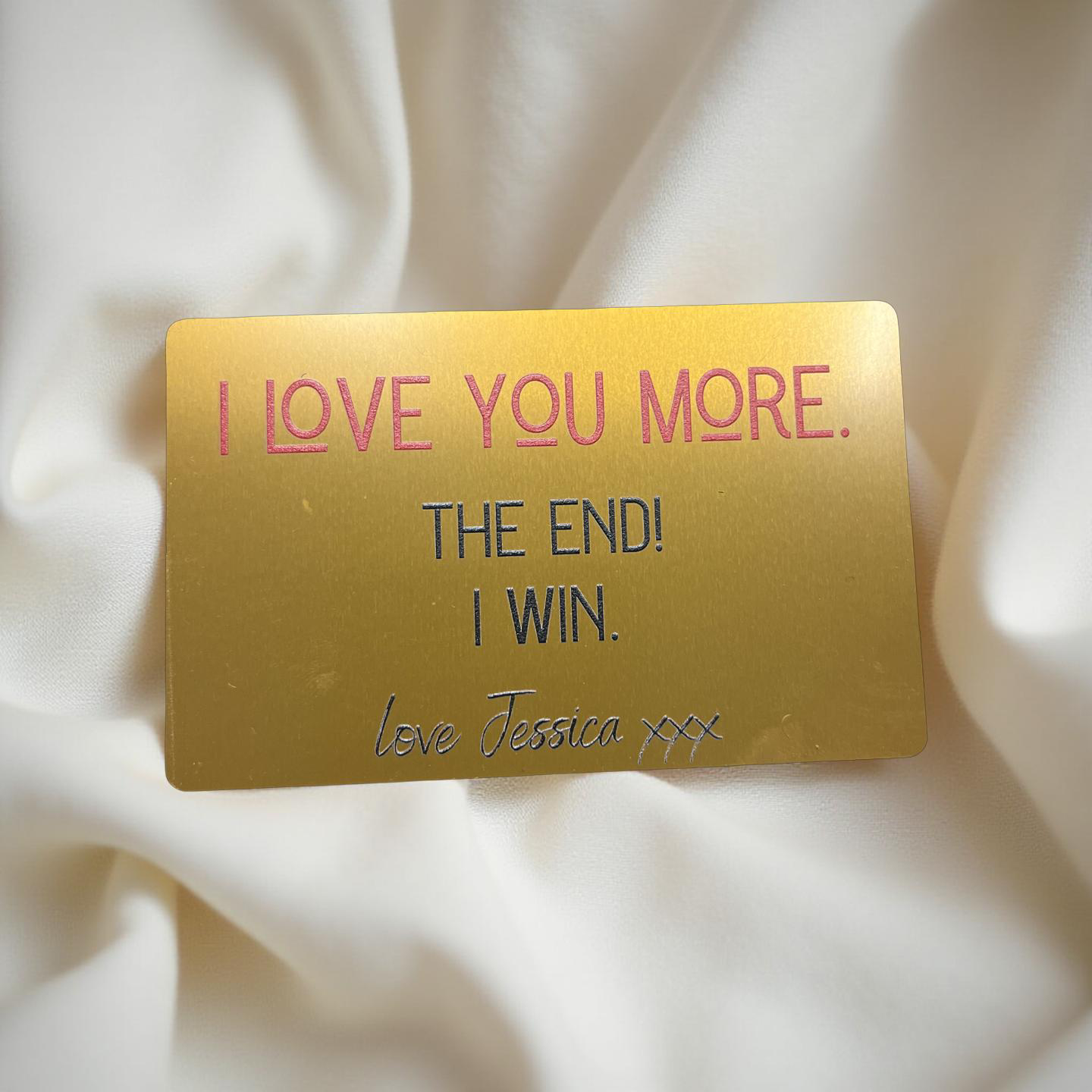 Funny I love you metal wallet card personalised