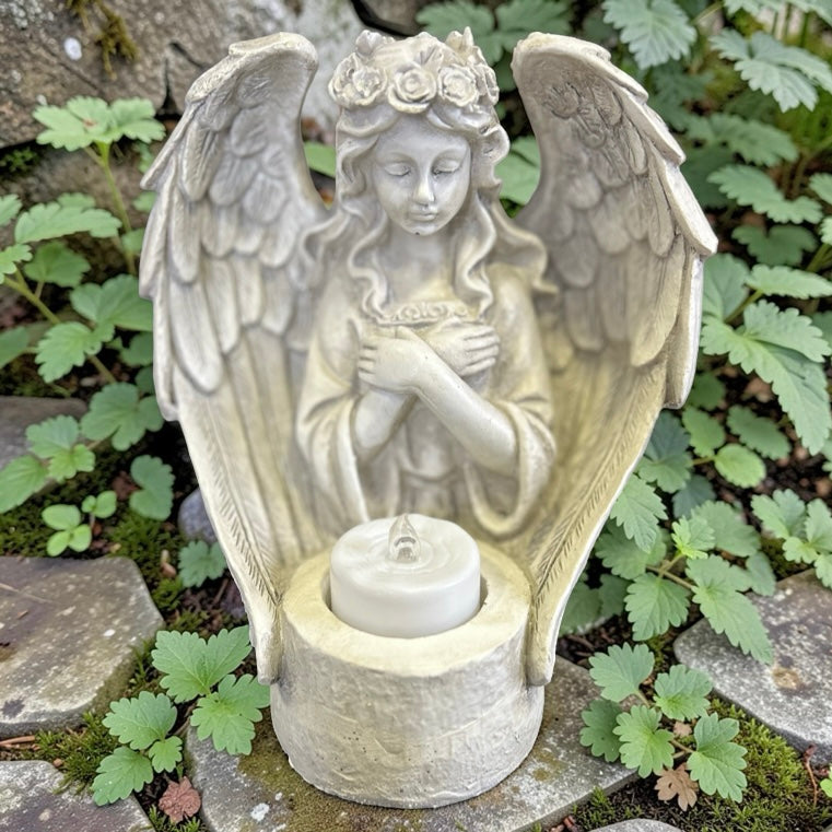 angel memorial candle holder statue