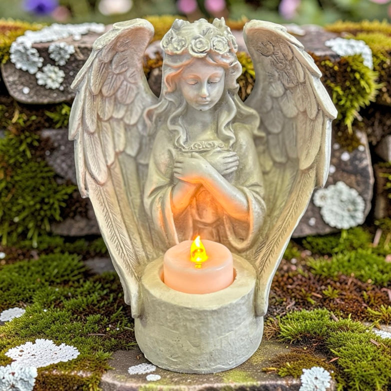 remembrance angel garden candle statue