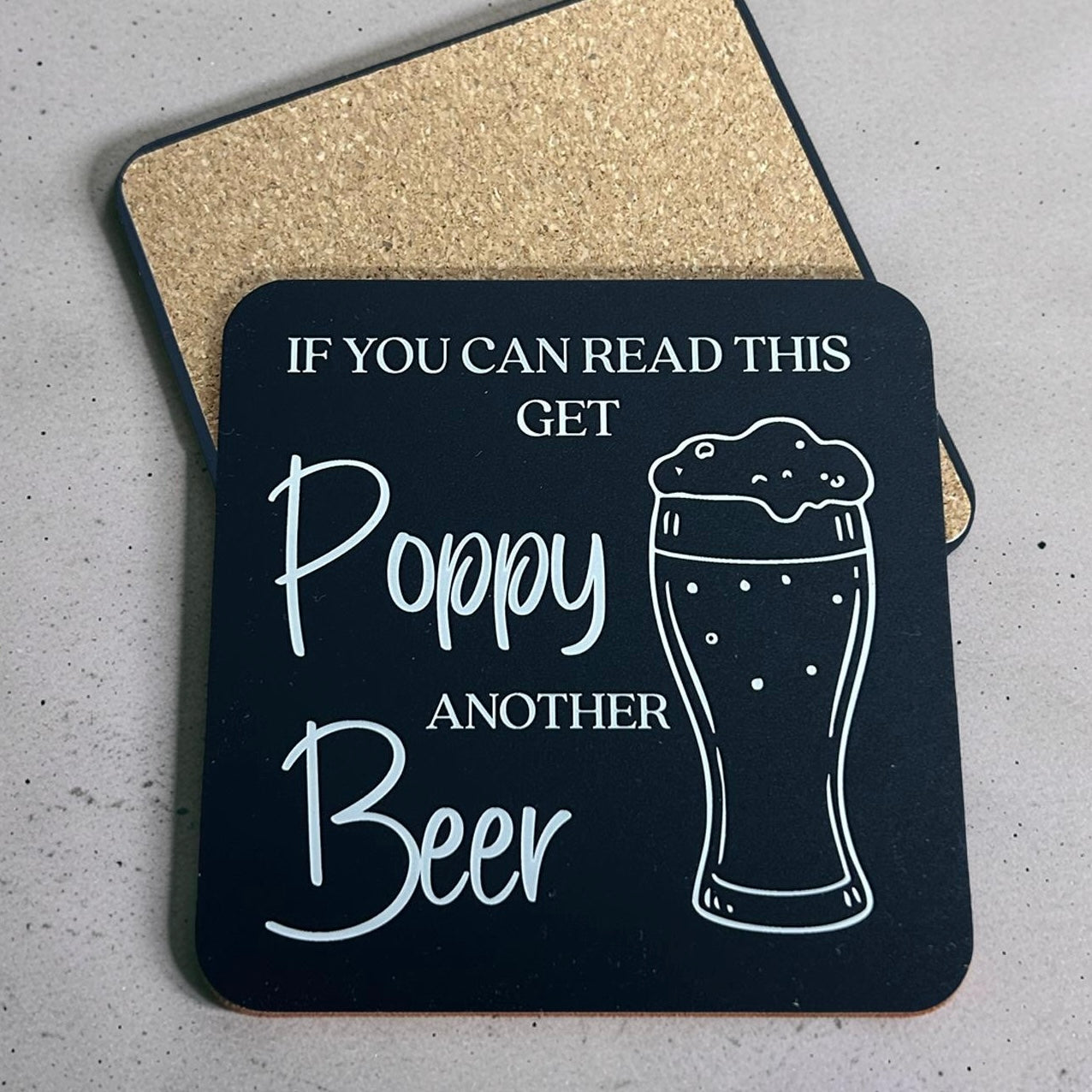 Personalised coaster for beer drinker