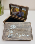 Personalised wooden keepsake box with photo
