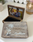 VALENTINES DAY GIFT Wooden jewellery keepsake box personalised