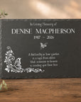 Custom outdoor memorial garden plaque with personalised remembrance wording