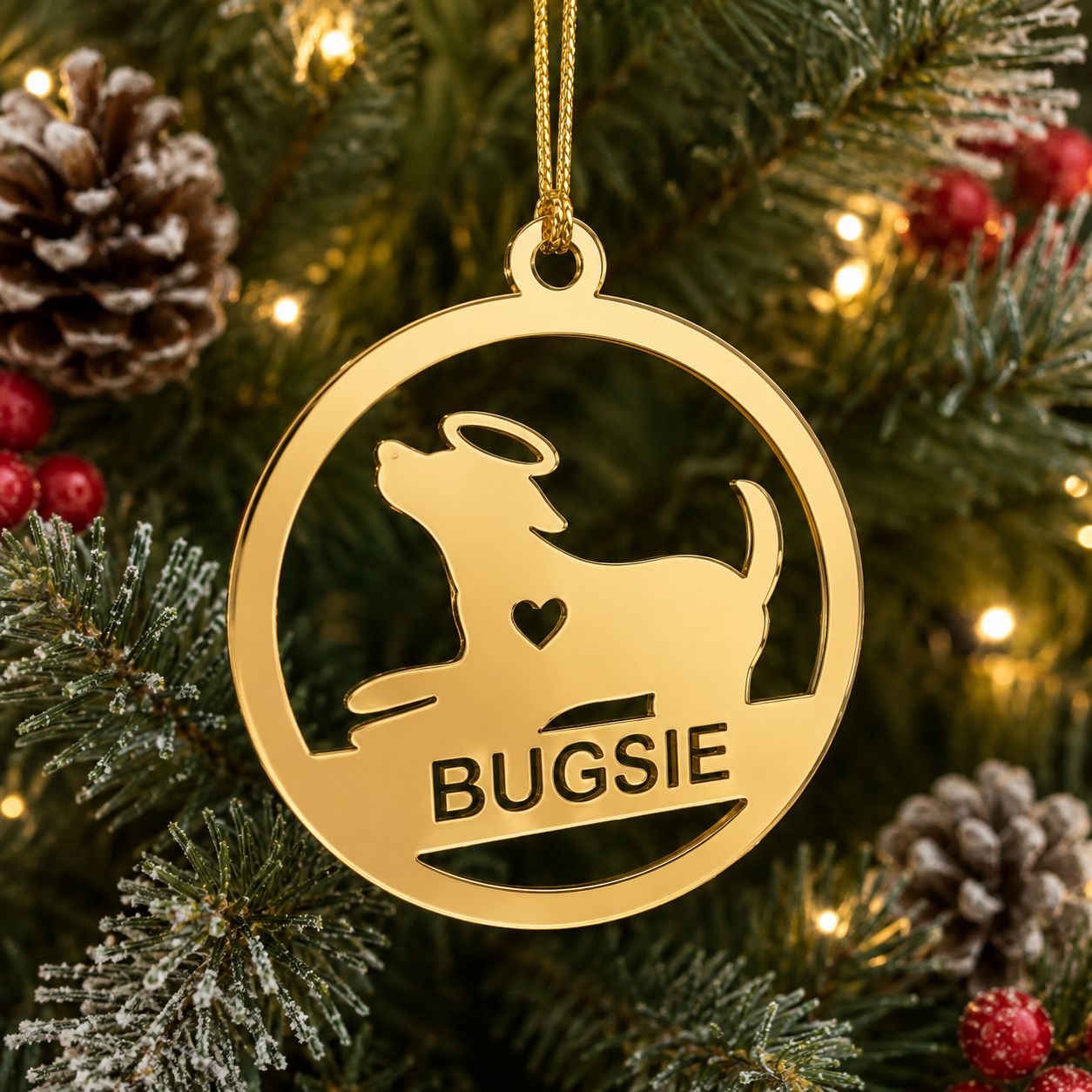 personalised pet memorial christmas ornament mirror acrylic